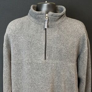 VINTAGE J Crew Jacket Mens Large Gray Y2K Fleece 1/4 Zip Pullover USA 90s